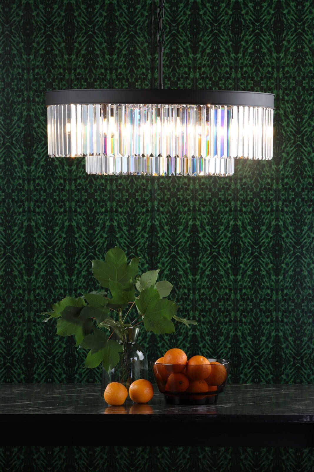 Celeus 8 Light Chandelier Anthracite & Crystal