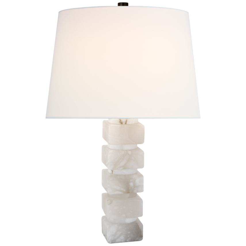 Square Chunky Stacked Table Lamp - Alabaster