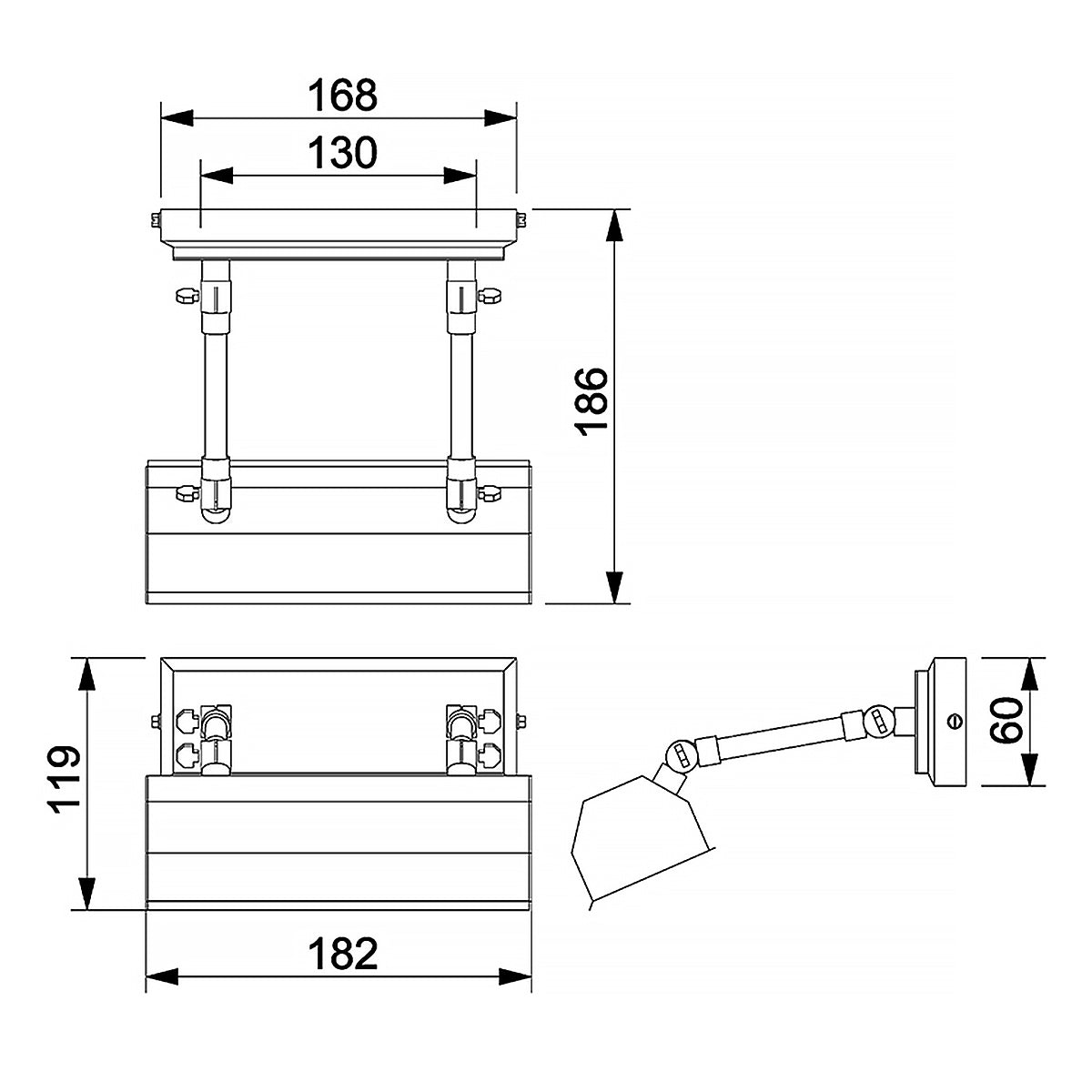 Chawton Small/Medium/Large Picture Light - In Various Finishes E14