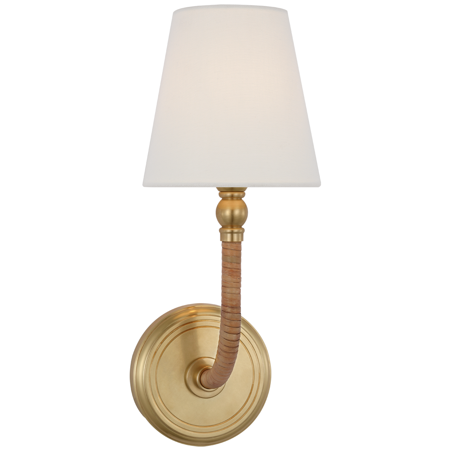Basden Curved Wall Sconce - Brass & Rattan