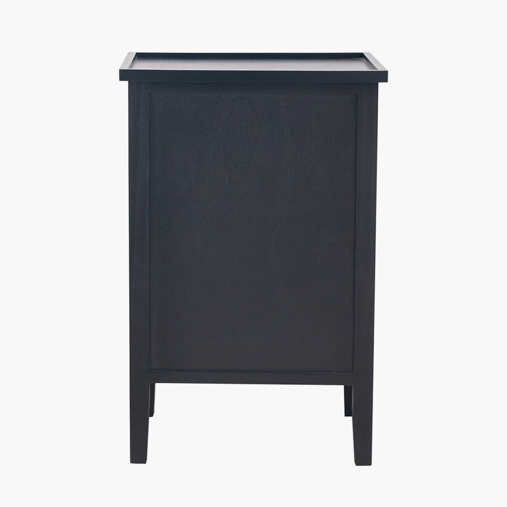 Chelmsford Pine Wood 3 Drawer Bedside Unit- Satin Black Finish
