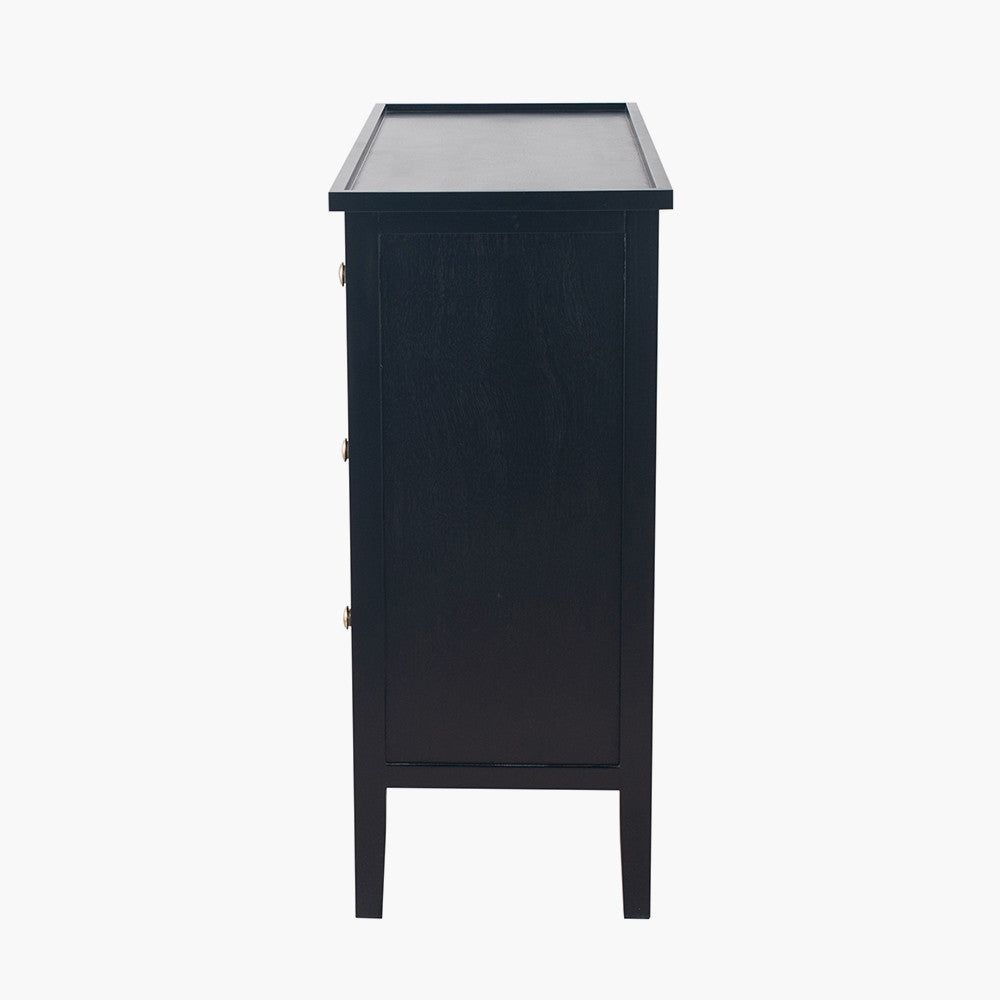 Chelmsford Pine Wood 4 Drawer Unit - Satin Black Finish