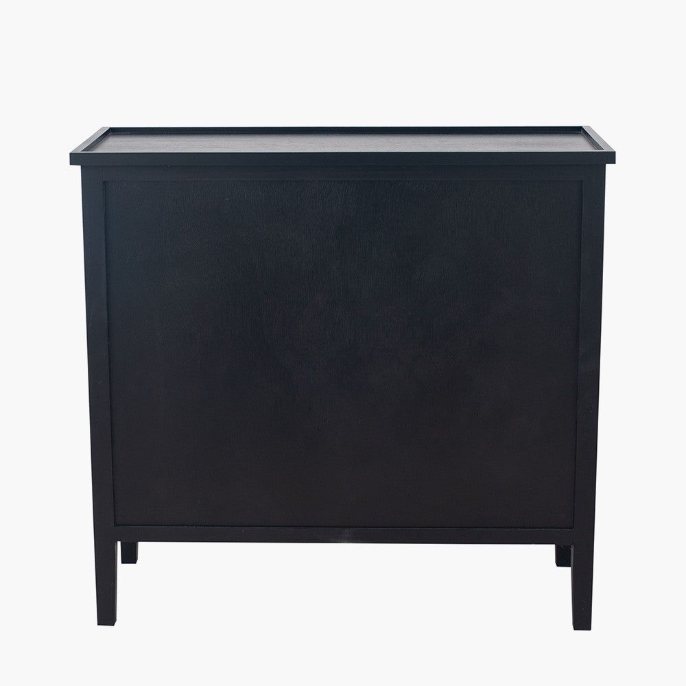 Chelmsford Pine Wood 4 Drawer Unit - Satin Black Finish