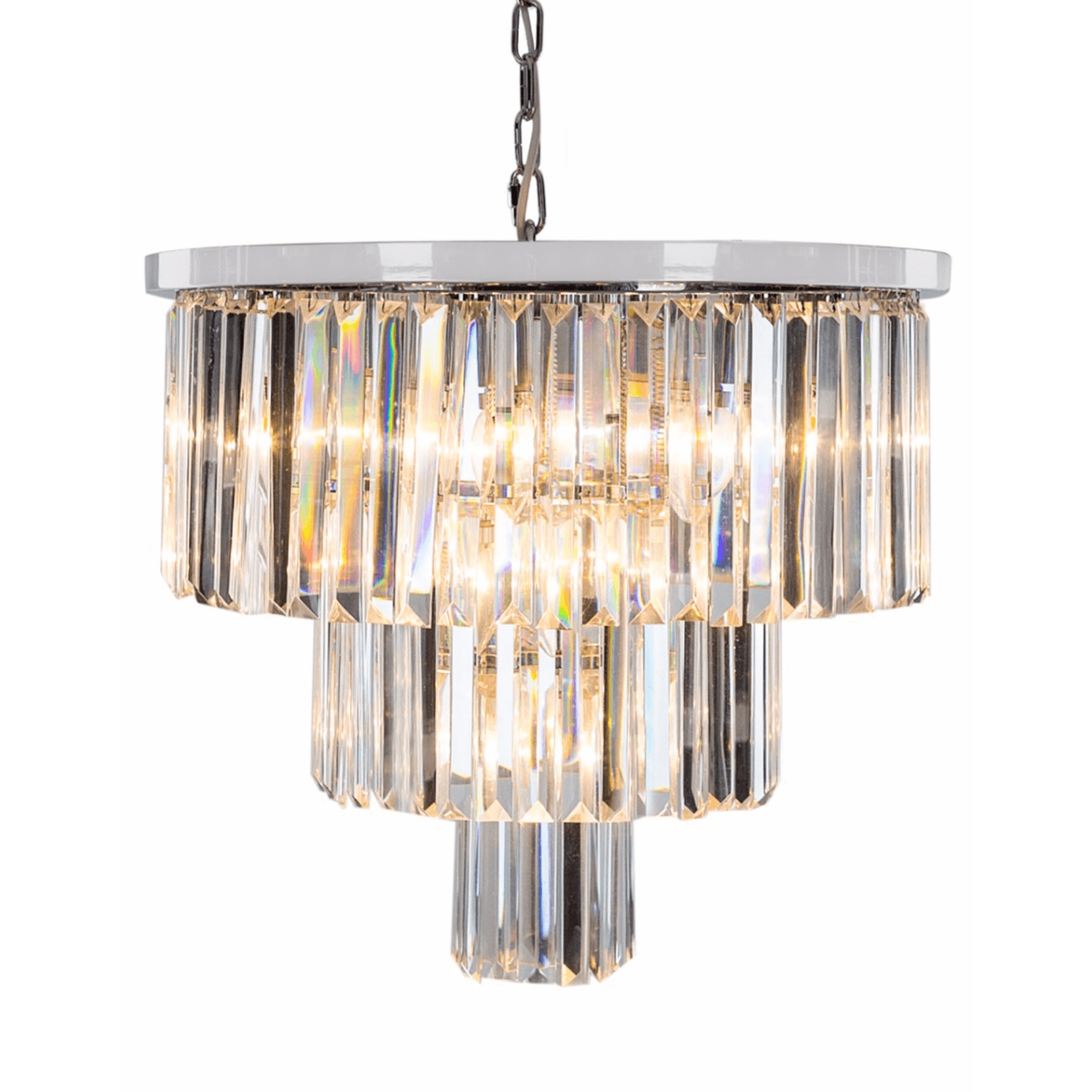 CHROME PRISM DROP LARGE ROUND CASCADE CHANDELIER - Cusack Lighting
