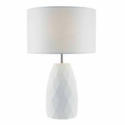 Dar Ciara Table Lamp White Base c/w White Linen Shade - Cusack Lighting