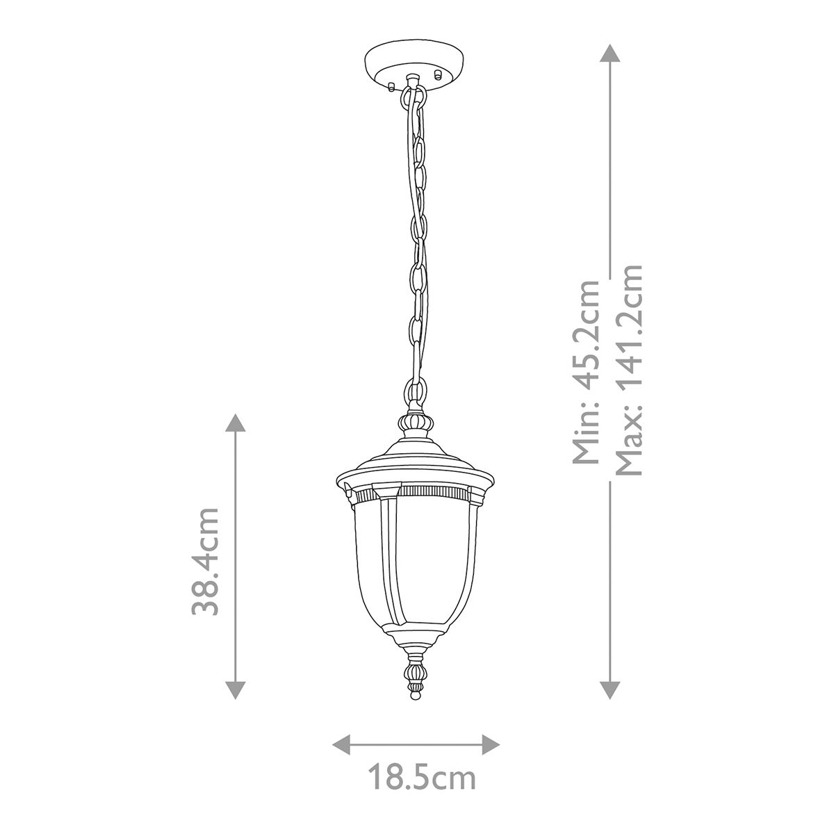 Cleveland 1 Light Small Chain Lantern - Weathered Bronze IP44 E27