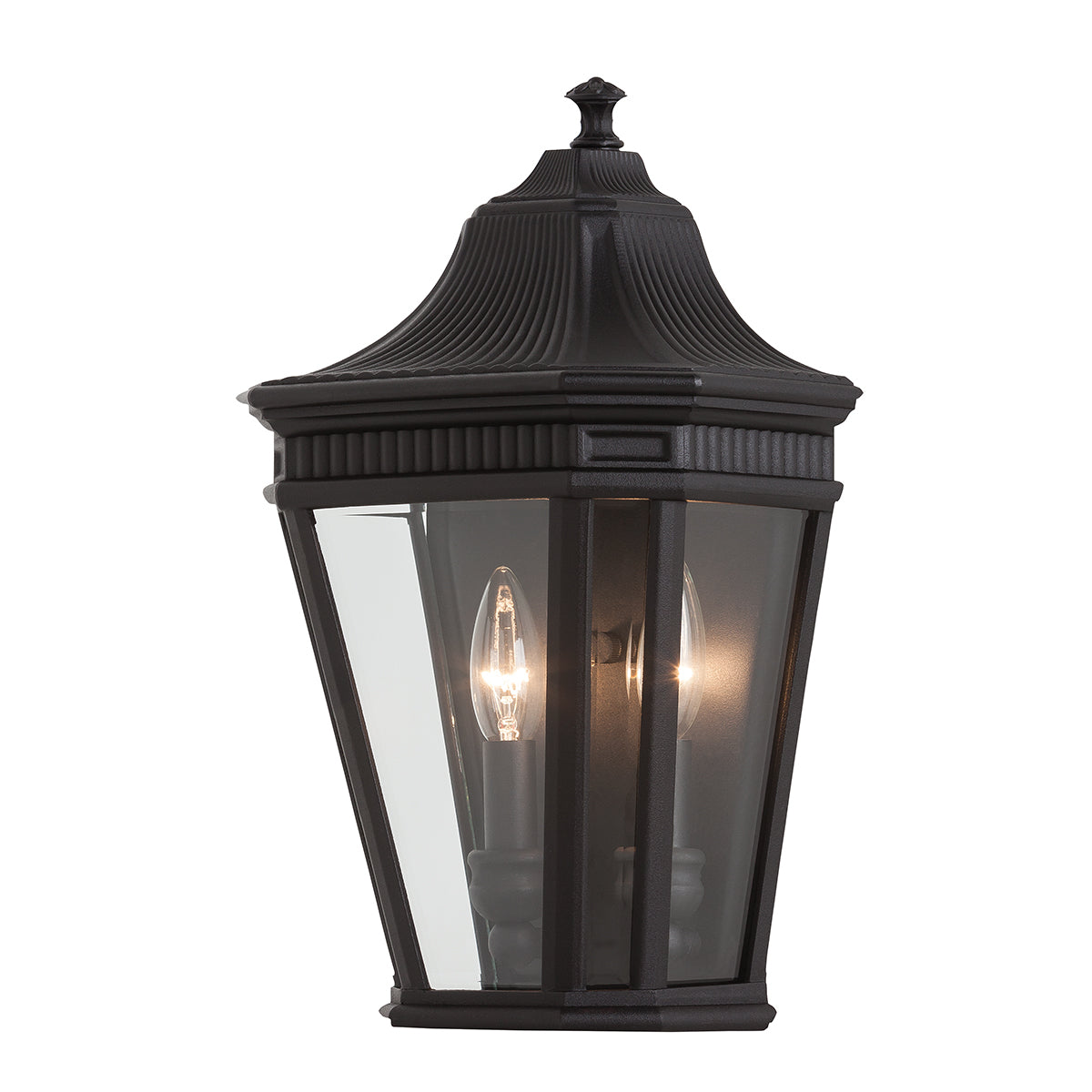 Cotswold Lane 2Lt Half Wall Lantern – Black Finish