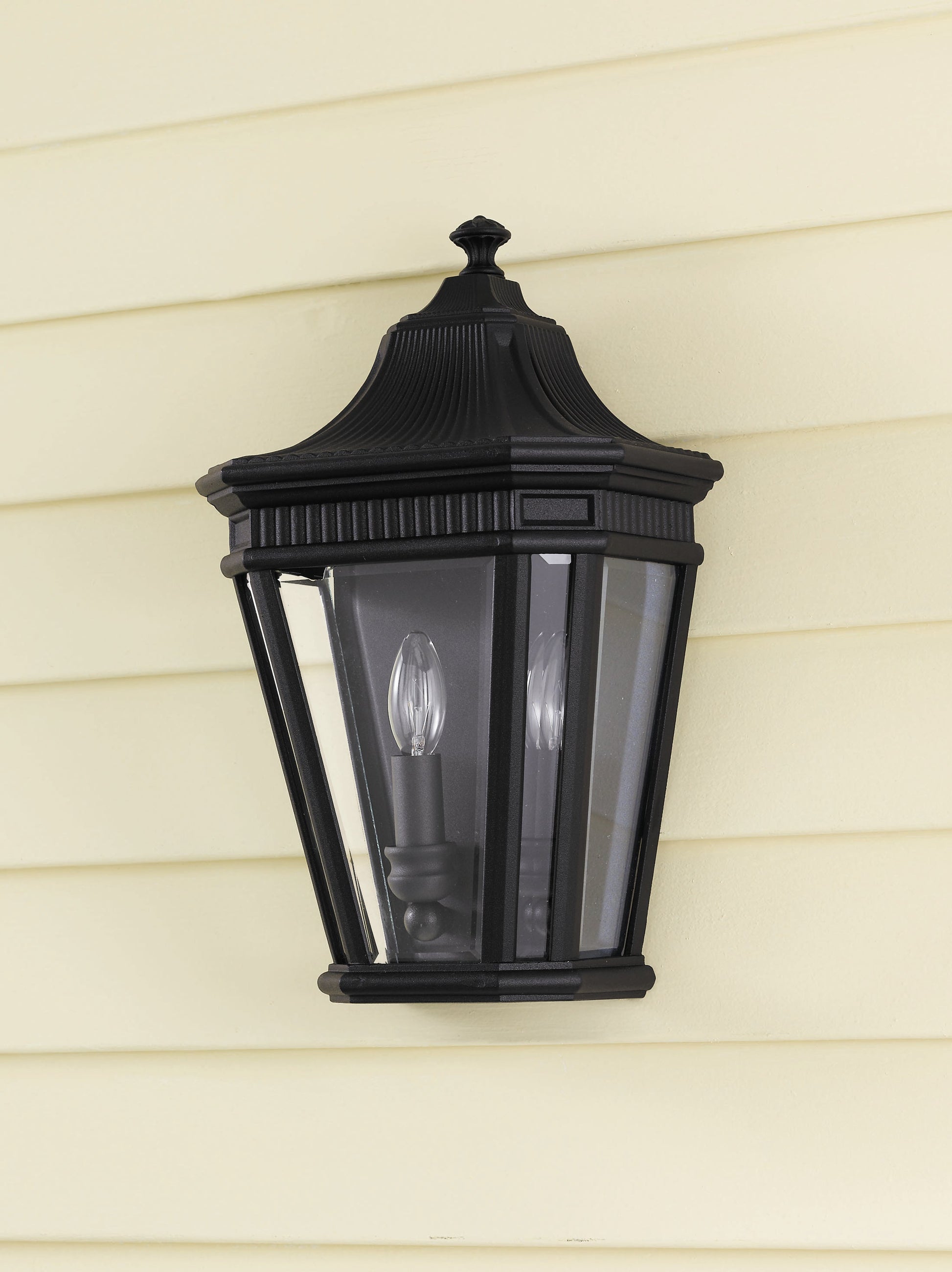 Cotswold Lane 2Lt Half Wall Lantern – Black Finish