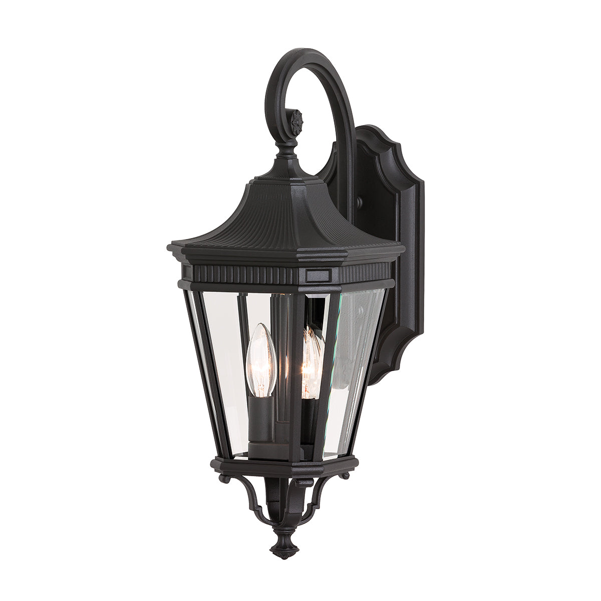 Cotswold Lane Medium Wall Lantern - Black Finish