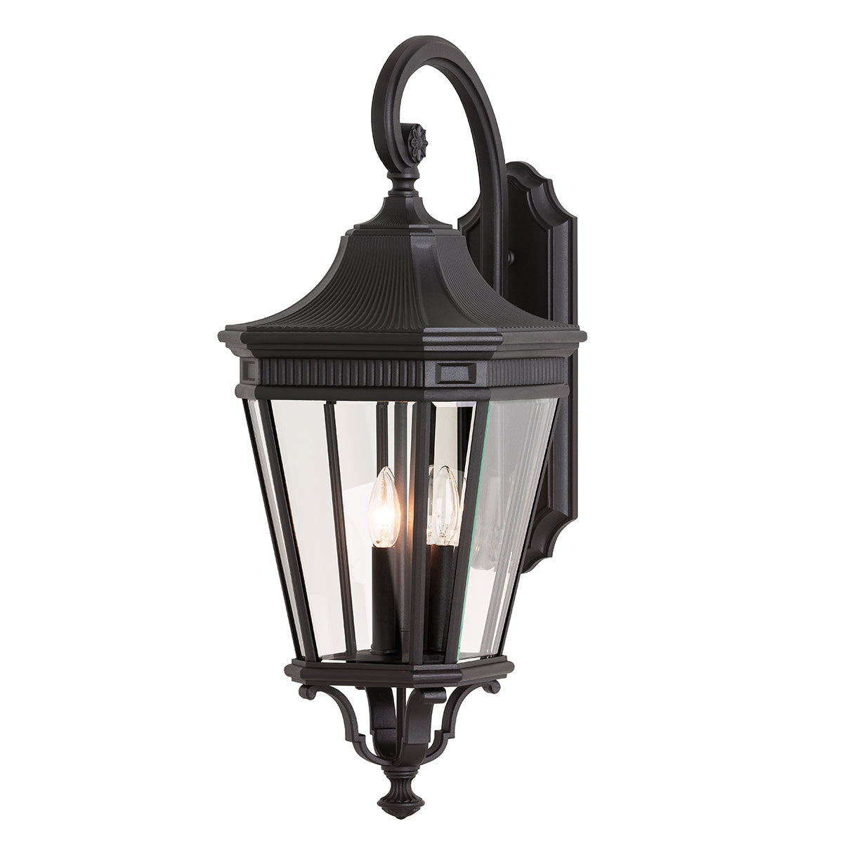 Cotswold Lane Large Wall Lantern - Black Finish