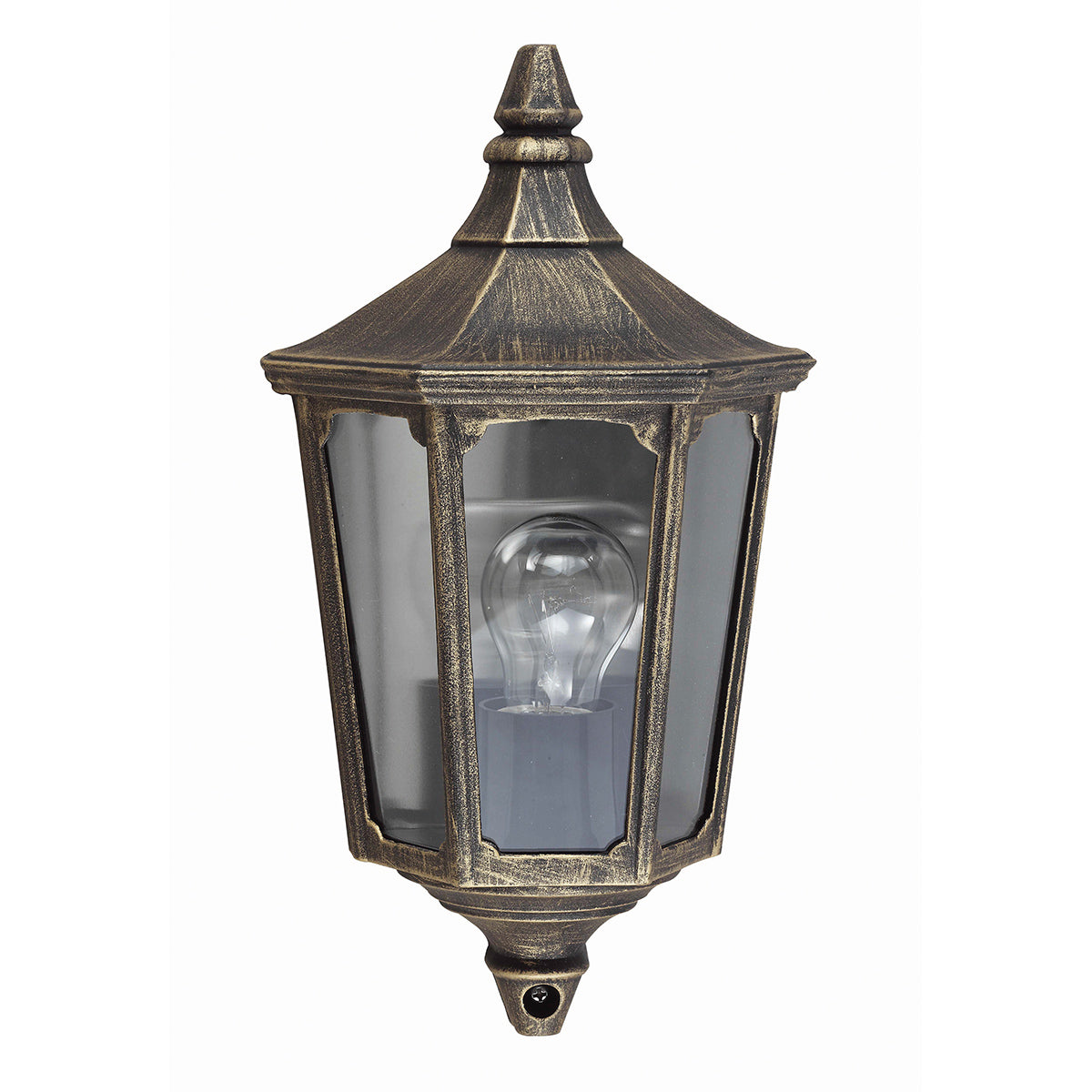Cricklade Half Wall Lantern – Black & Gold Finish