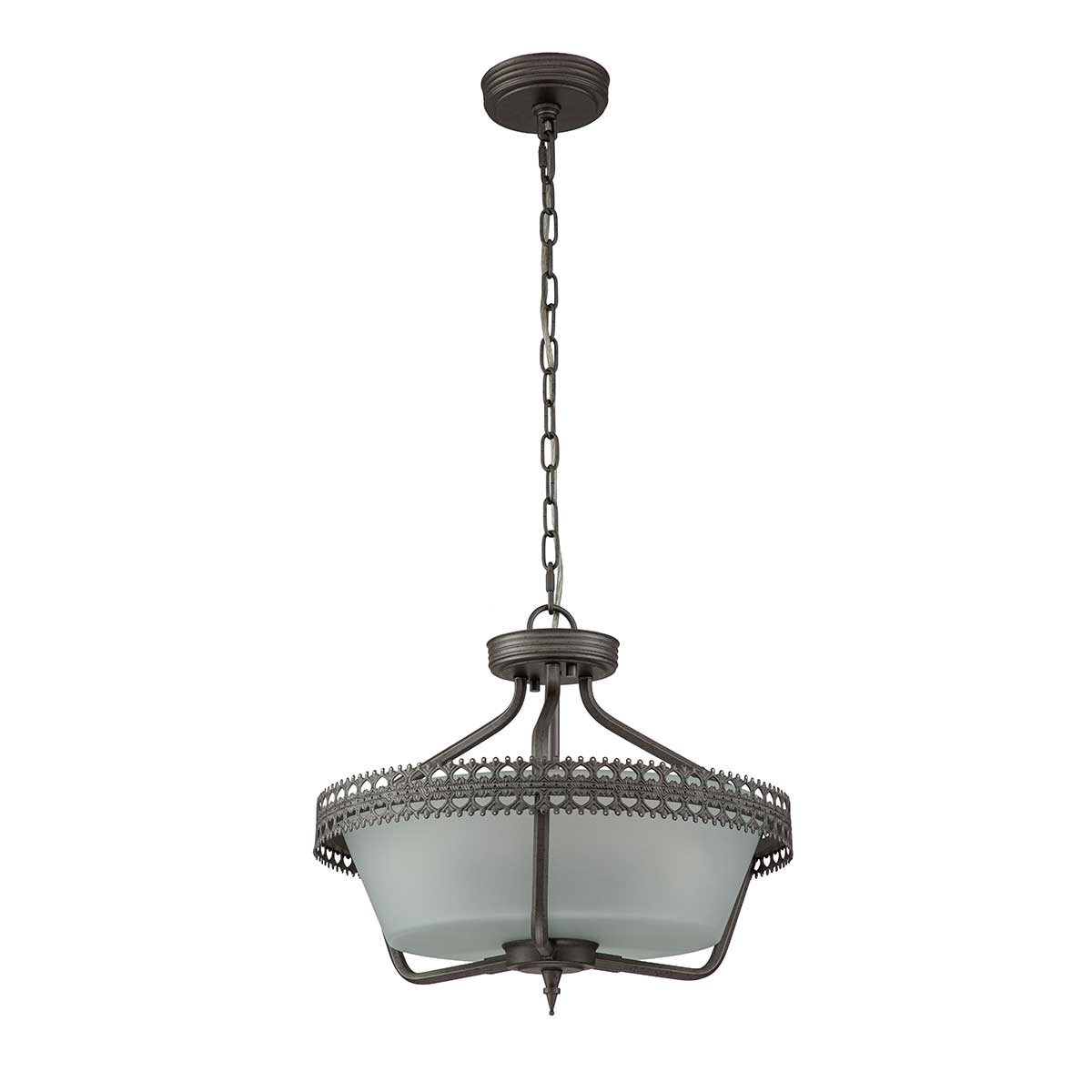 Crown 3 Light Semi-Flush/Pendant - Iron Gate E27