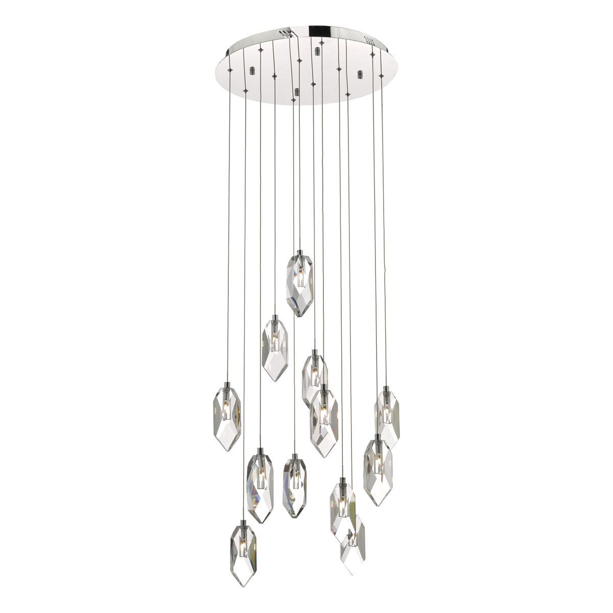 Crystal 12/18 Light Cluster Pendant Polished Chrome & Crystal - Cusack Lighting