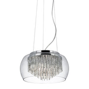 Curva 4Lt Crystal Ceiling Light - Chrome Metal & Crystal Glass