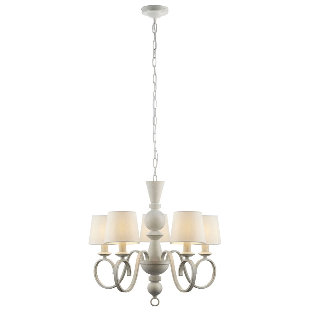 Georgian 5Lt Multi-Arm Pendant - Distressed White