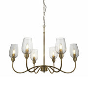 Hunter 6Lt Chandelier - Antique Brass / Bright Nickel
