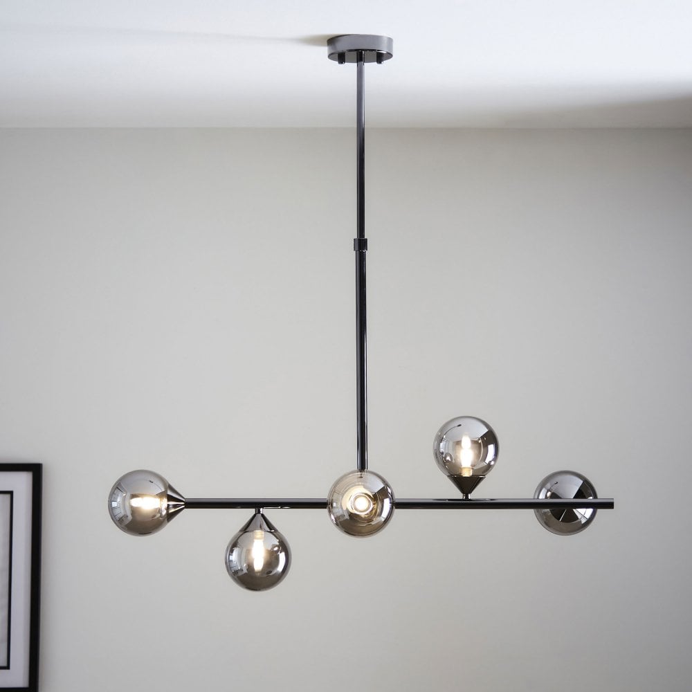 Gallant 5 Light Island Pendant - Black Chrome/Satin Brass