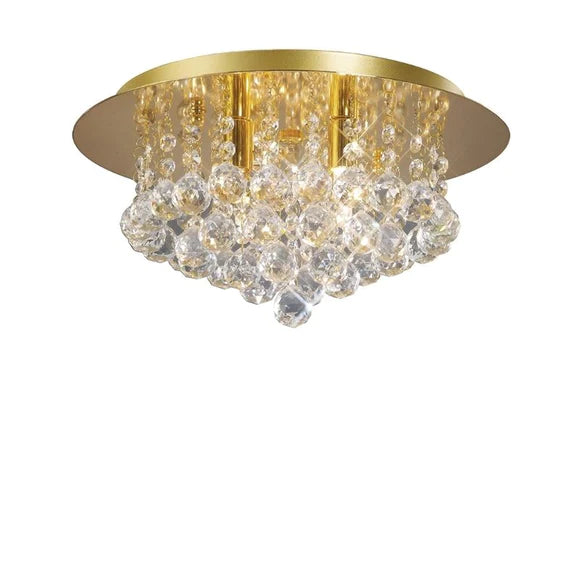 Dahlia Flush Ceiling, 4 Light G9 Crystal French Gold