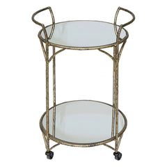 Danrich Drinks Trolley - Antique Gold & Mirrored Top Finish
