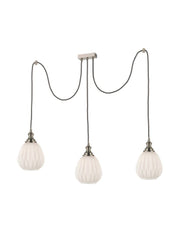 Dante 3Lt Medium/Large Cluster Ceiling Light - Matt White/Amber/smoked Finish IP20