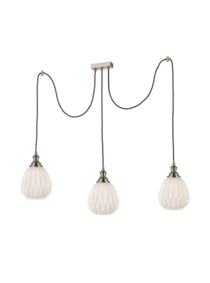 Dante 3Lt Medium/Large Cluster Ceiling Light - Matt White/Amber/smoked Finish IP20