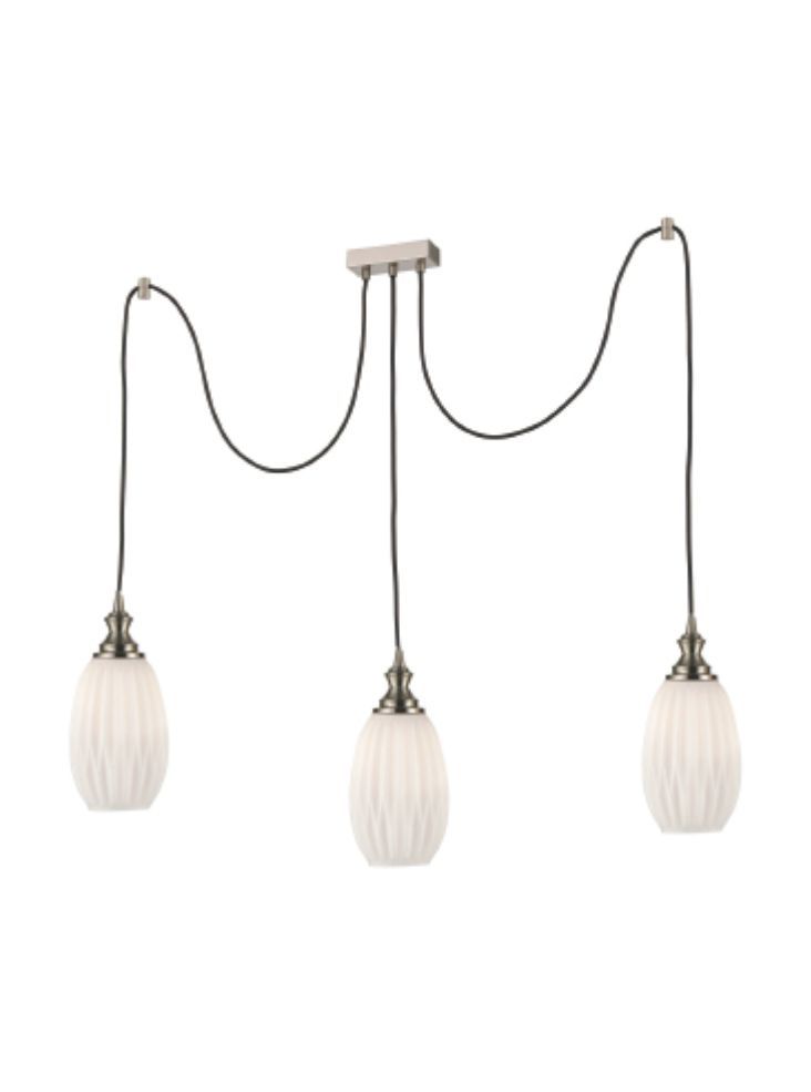 Dante 3Lt Medium/Large Cluster Ceiling Light - Matt White/Amber/smoked Finish IP20