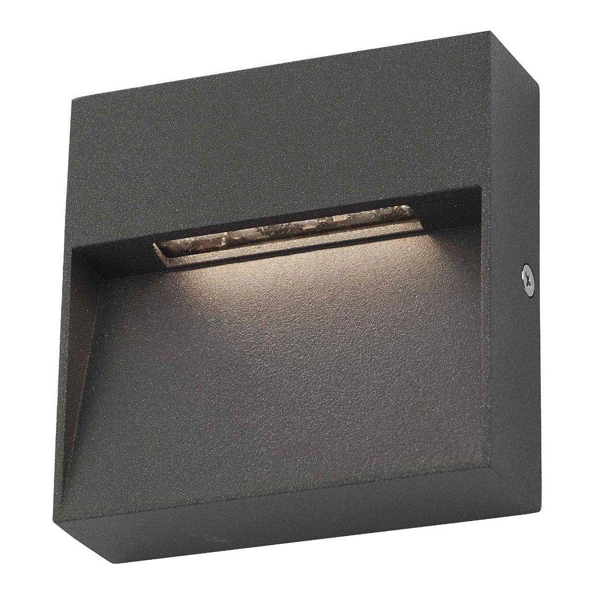 Dar Yukon 1 Light Wall Light Square Eyelid Antracite IP65 LED - Cusack Lighting