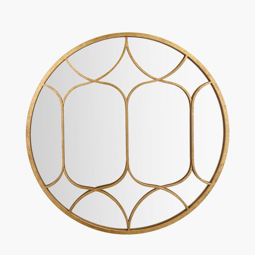 Decorative Round Wall Mirror - Gold Metal Finish