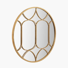 Decorative Round Wall Mirror - Gold Metal Finish