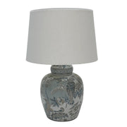 Delia Small Lamp - Light Blue & Grey Tropical Print Finish