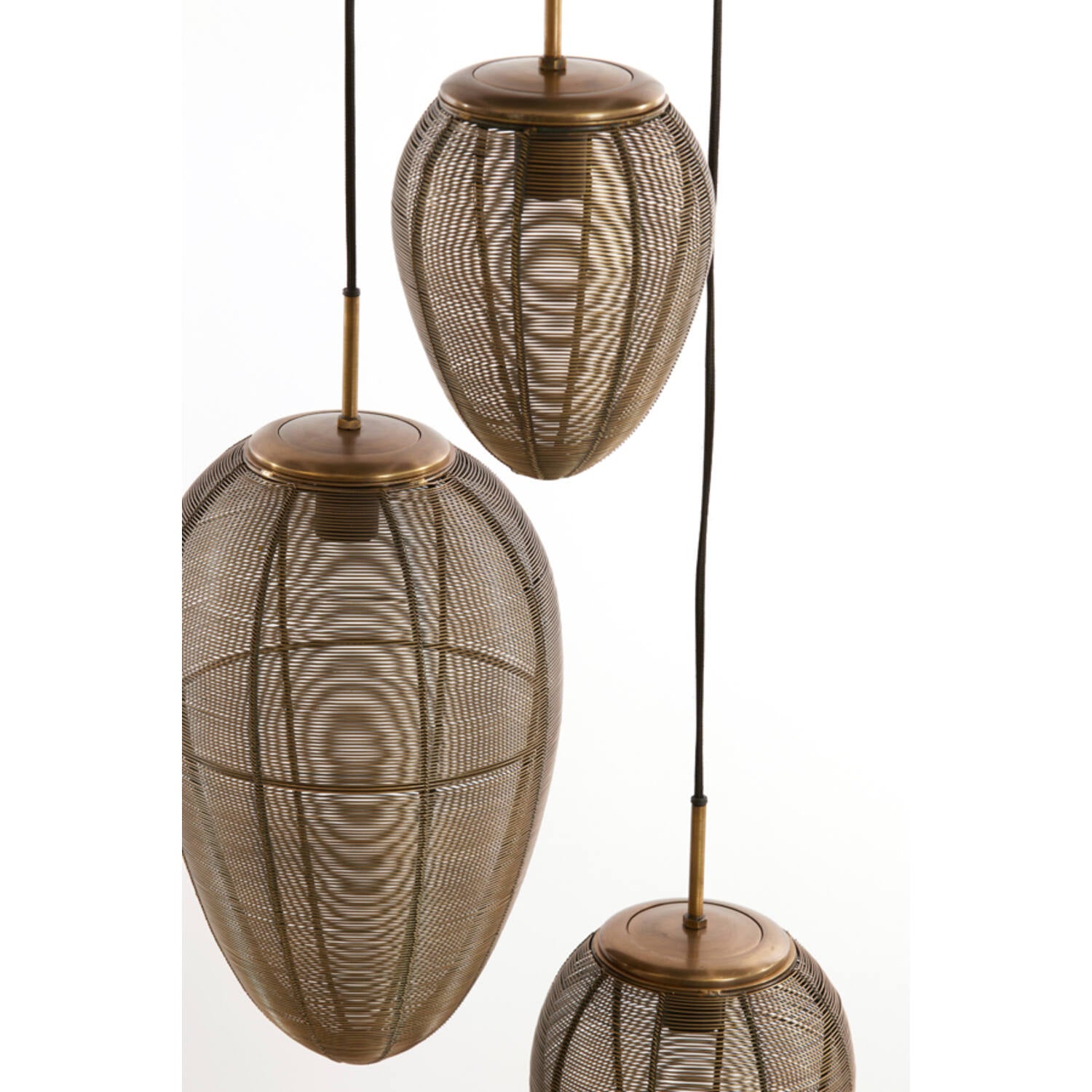 Yaelle Hanging Lamp 3 L Ø36x97 Cm Antique Bronze+matt Black