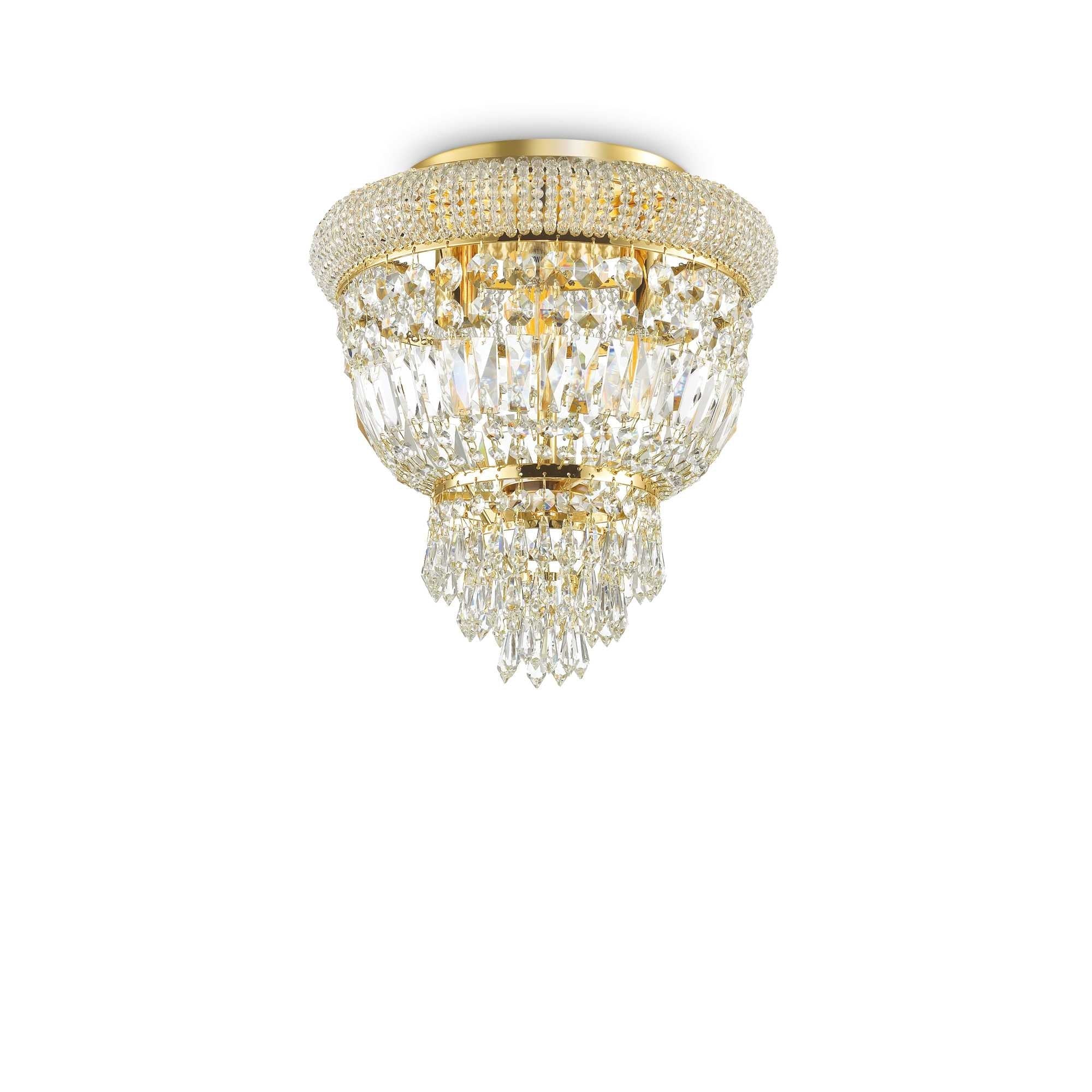 Dubai Flush Crystal F3/6/24Lt - Chrome/Brass Finish - Cusack Lighting
