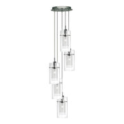 Duo 3/5lt Adjustable Height, Dimmable Multi-drop Pendant - Satin Silver Metal & Glass/Smoked Glass