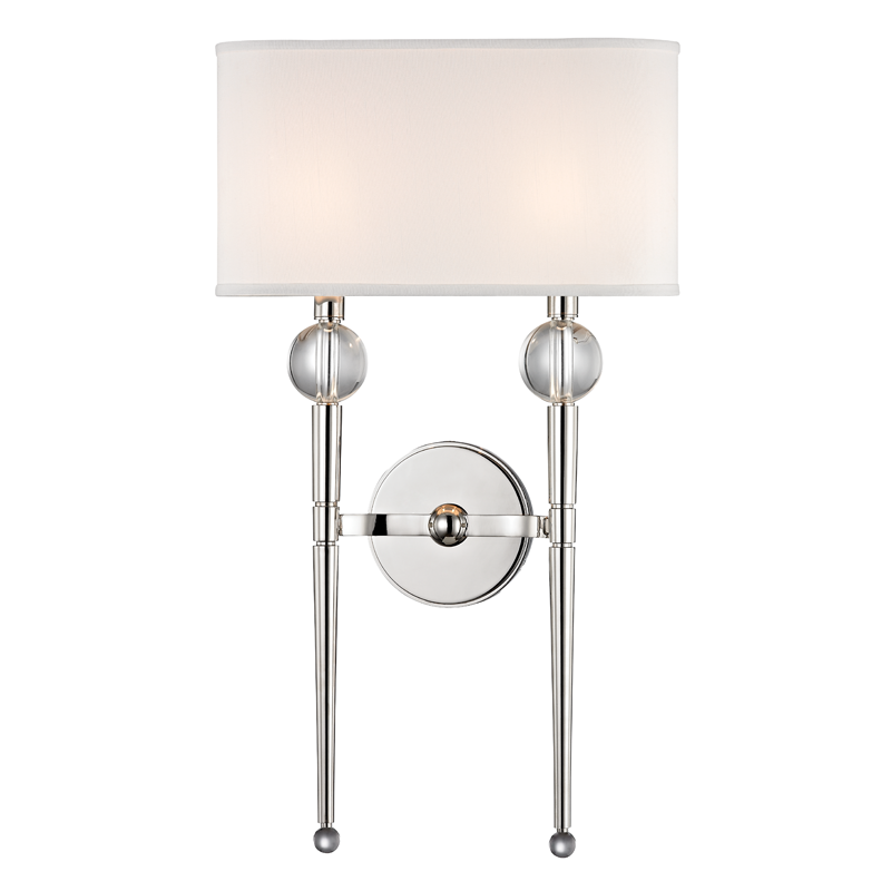 Rockland 2Lt Wall Sconce- Polished Nickel/ Aged Brass