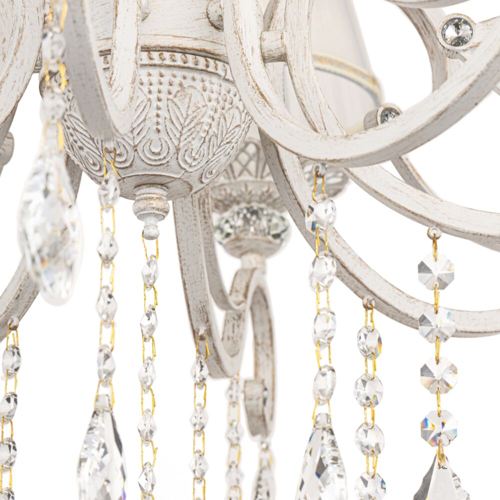 Grace 10Lt Chandelier - White with Gold