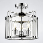 Eaton Semi Flush 3/4 Light- Polished Chrome & Antique Brass