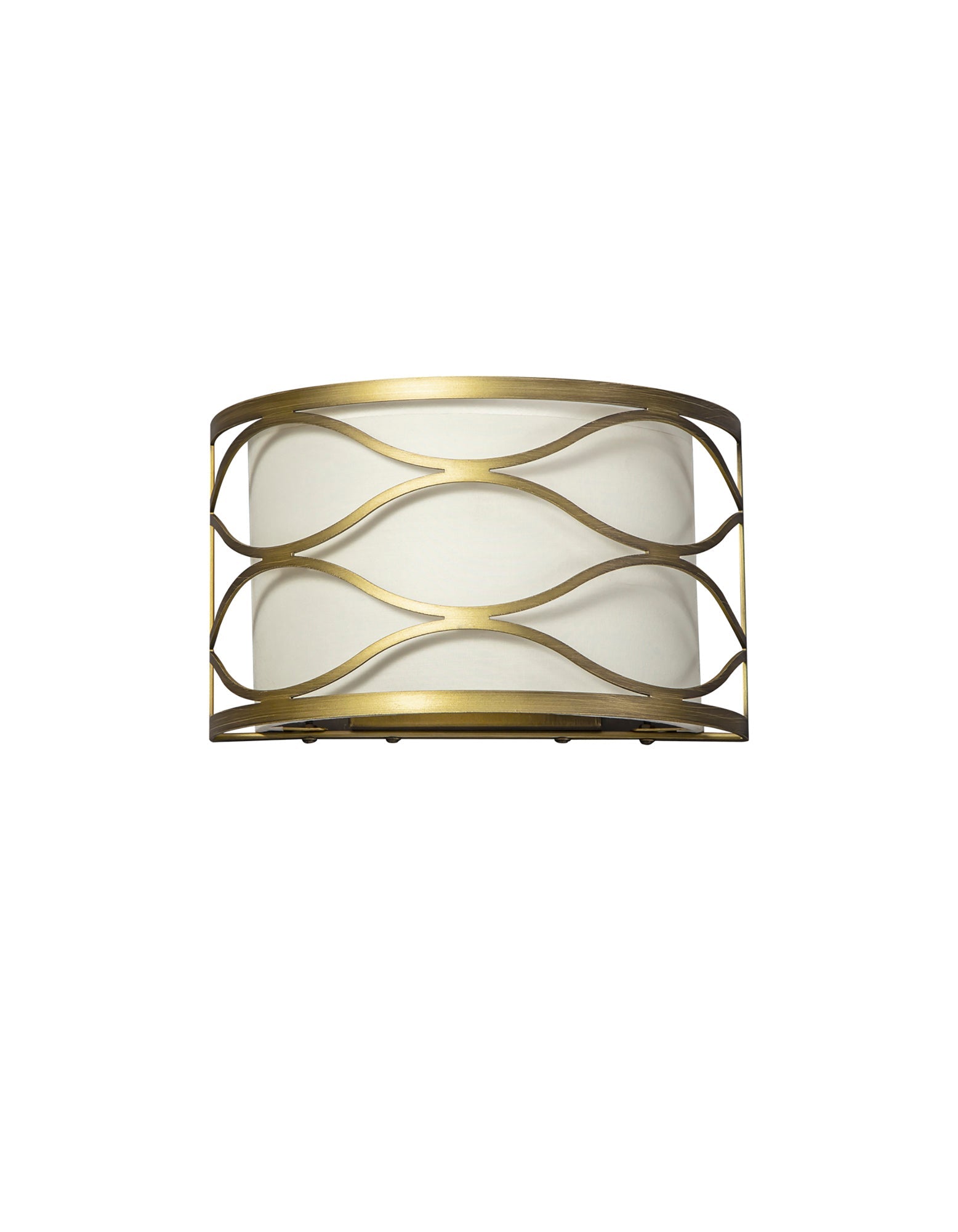 Edgerton Wall Lamp 2 Light E14 Aged Gold  &  Cream Fabric Shade