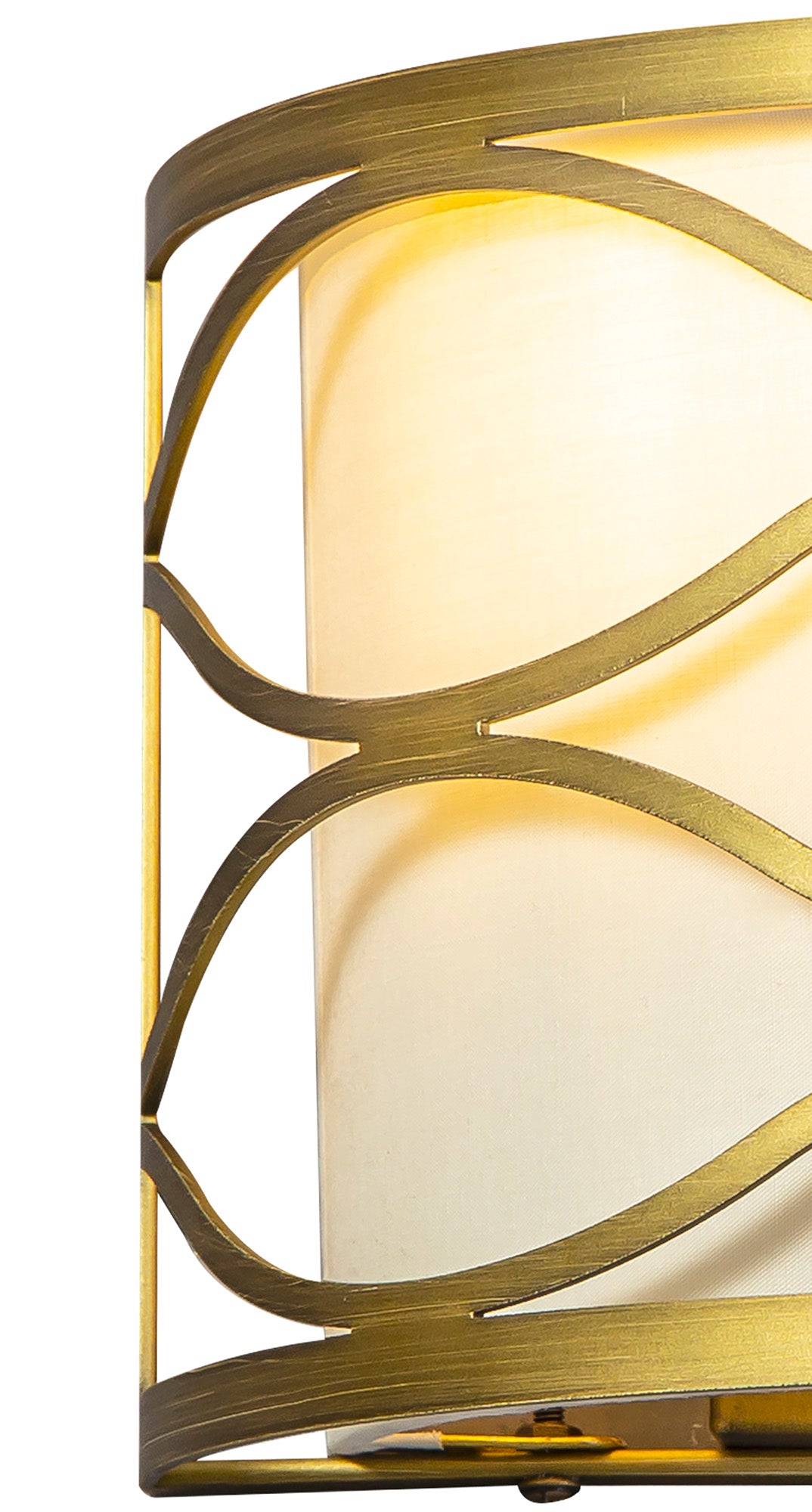 Edgerton Wall Lamp 2 Light E14 Aged Gold  &  Cream Fabric Shade