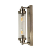 Edith 2 Light IP44 Bathroom Wall Light Satin Chrome/Antique Brass