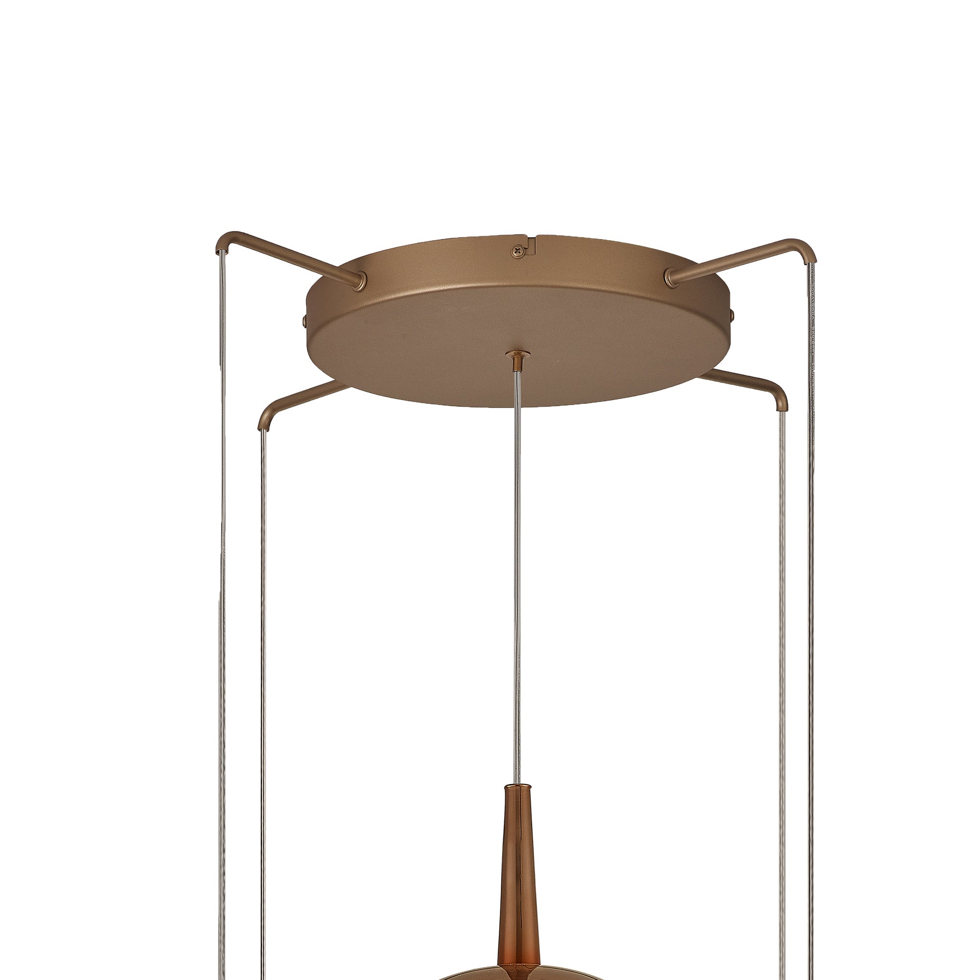 Elsa Pendant With Mixed Shades, 5 Light E27, Clear/Chrome/Bronze/Copper Glass With Frosted Inner Cone, Gold Frame