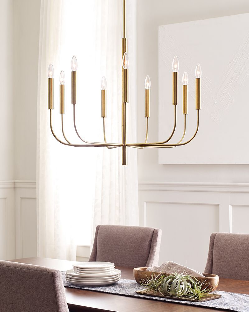 Elstead Brianna 9Lt Chandelier Ceiling Light - Brass Finish