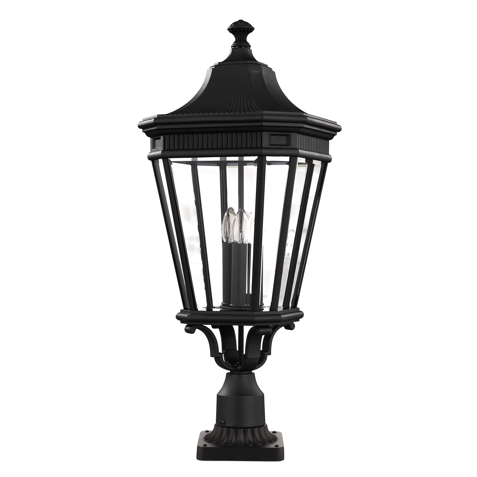 Cotswold Lane 3 Light Large Pedestal – Black - Cusack Lighting