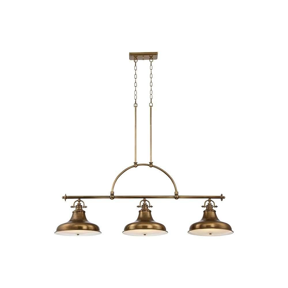 Elstead Emery 3 Light Island Chandelier, Weathered Brass, Imperial Silver, Palladian Bronze