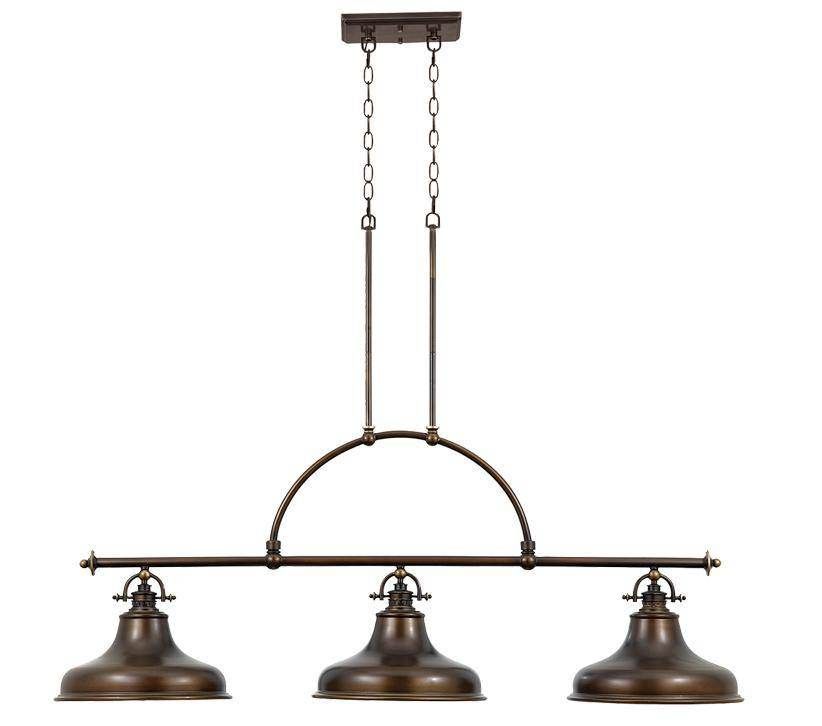 Elstead Emery 3 Light Island Chandelier, Weathered Brass, Imperial Silver, Palladian Bronze