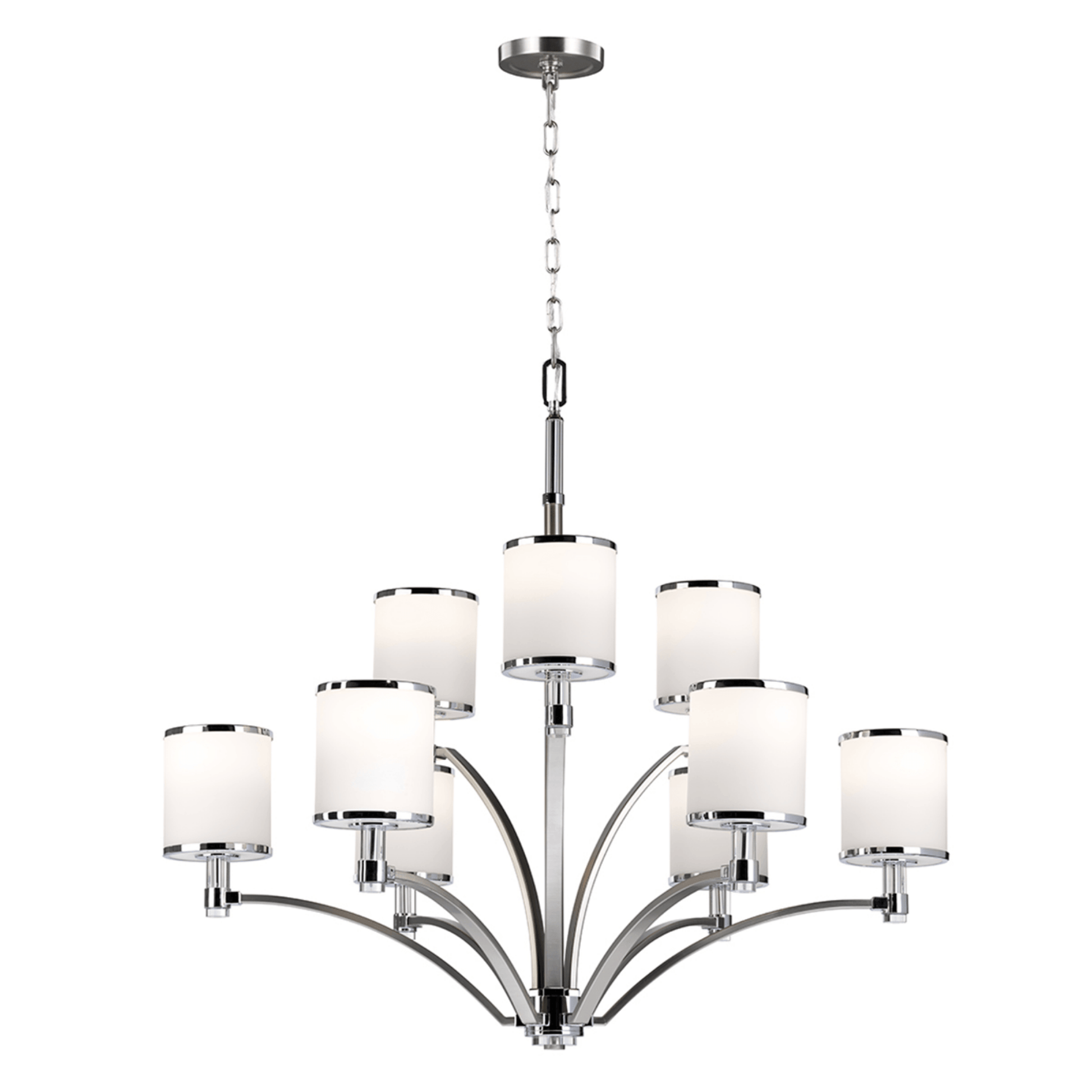 Elstead Prospect Park 9 Light Chandelier - Satin Nickel/Chrome - Cusack Lighting