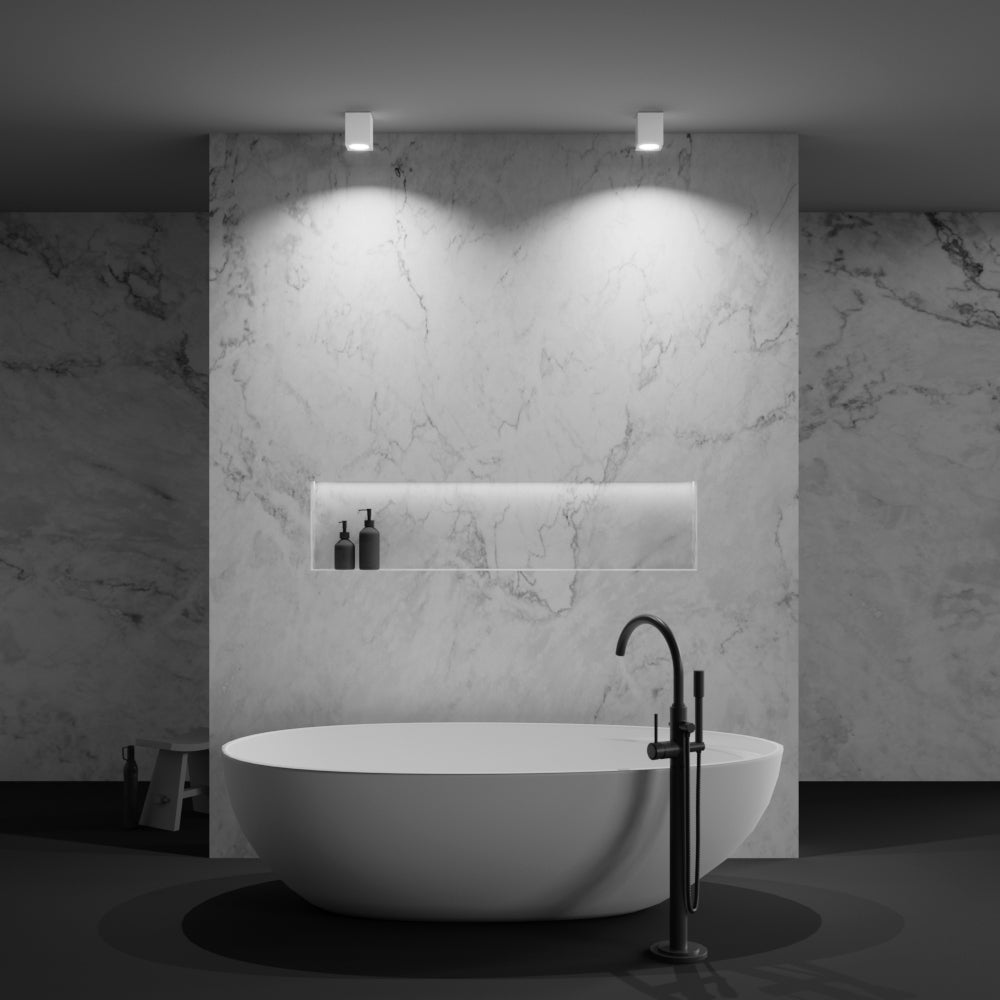 Zoom Square Flush Spotlight IP65 - Black/White