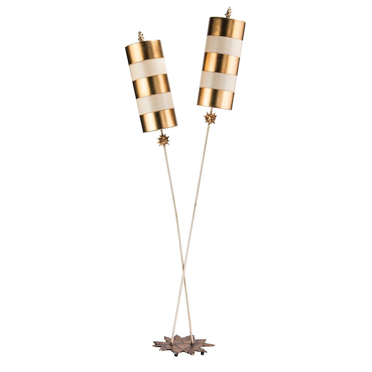 Nettle 1/2Lt Floor Lamp - Gold Leaf & Taupe E27
