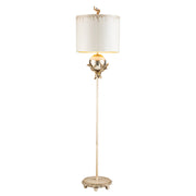 Trellis 1 Light Floor Lamp - Putty Patina & Silver Leaf with Cream and Putty Shade E27