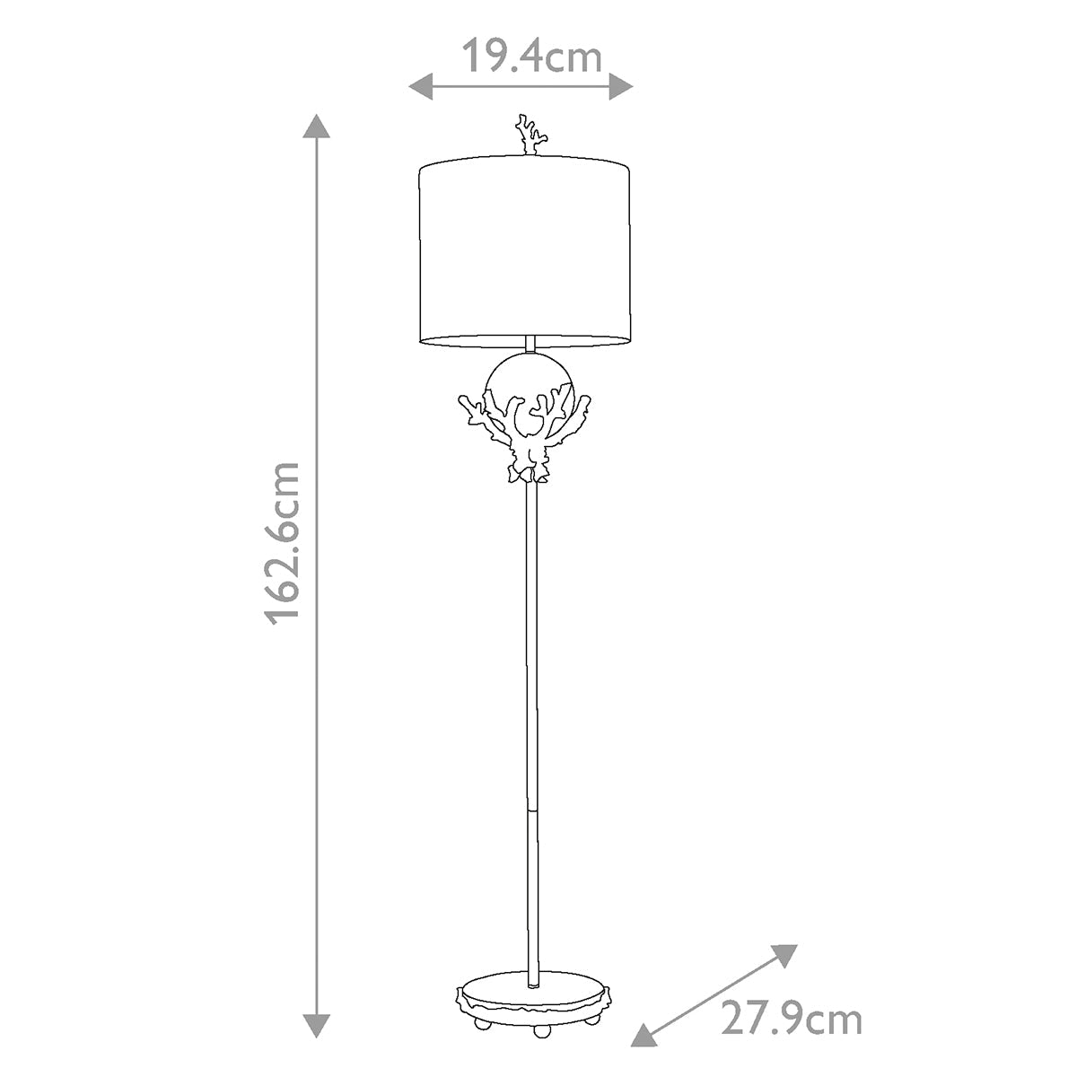 Trellis 1 Light Floor Lamp - Putty Patina & Silver Leaf with Cream and Putty Shade E27