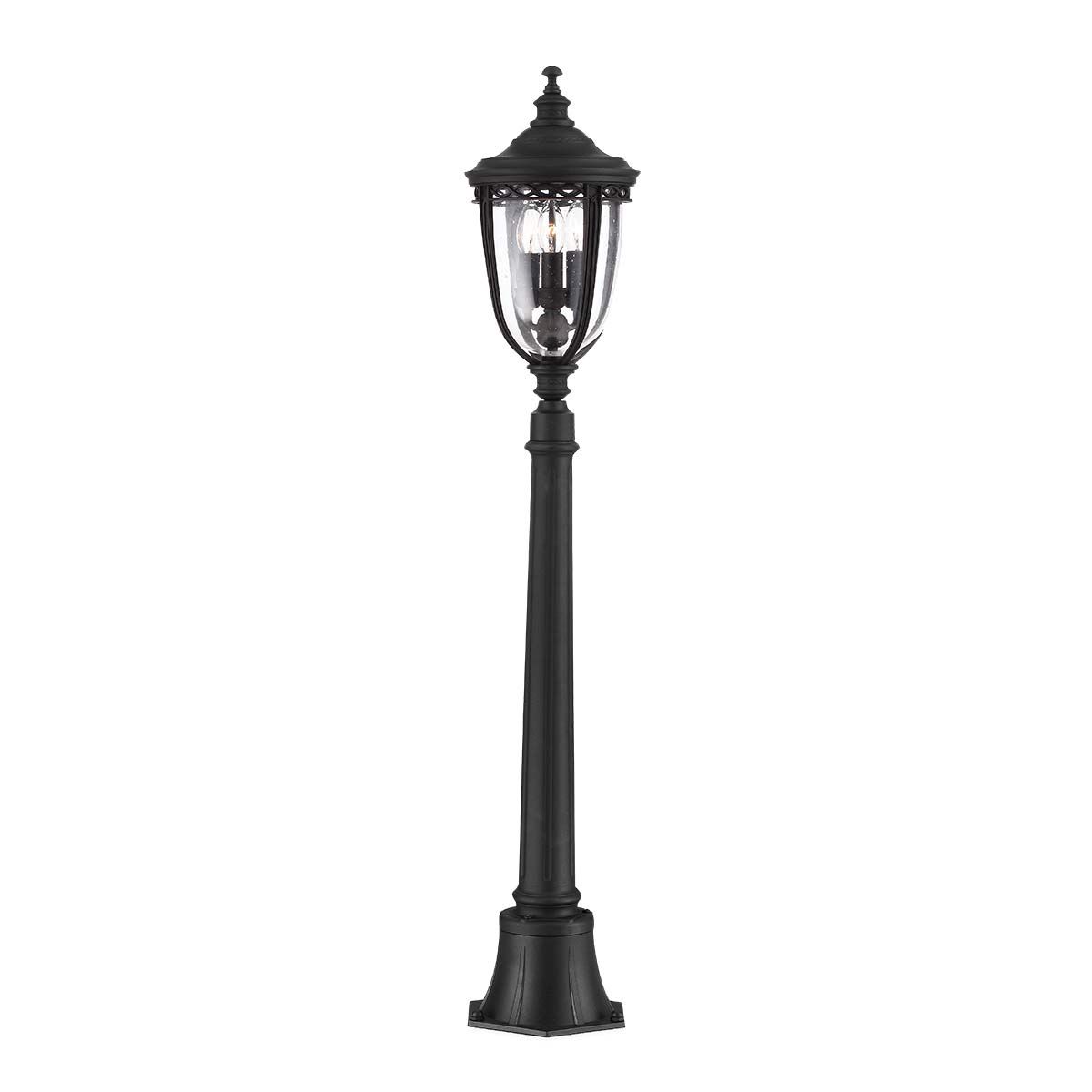 English Bridle 3 Light Medium/Large Pillar Lantern - Black/British Bronze IP44 E14